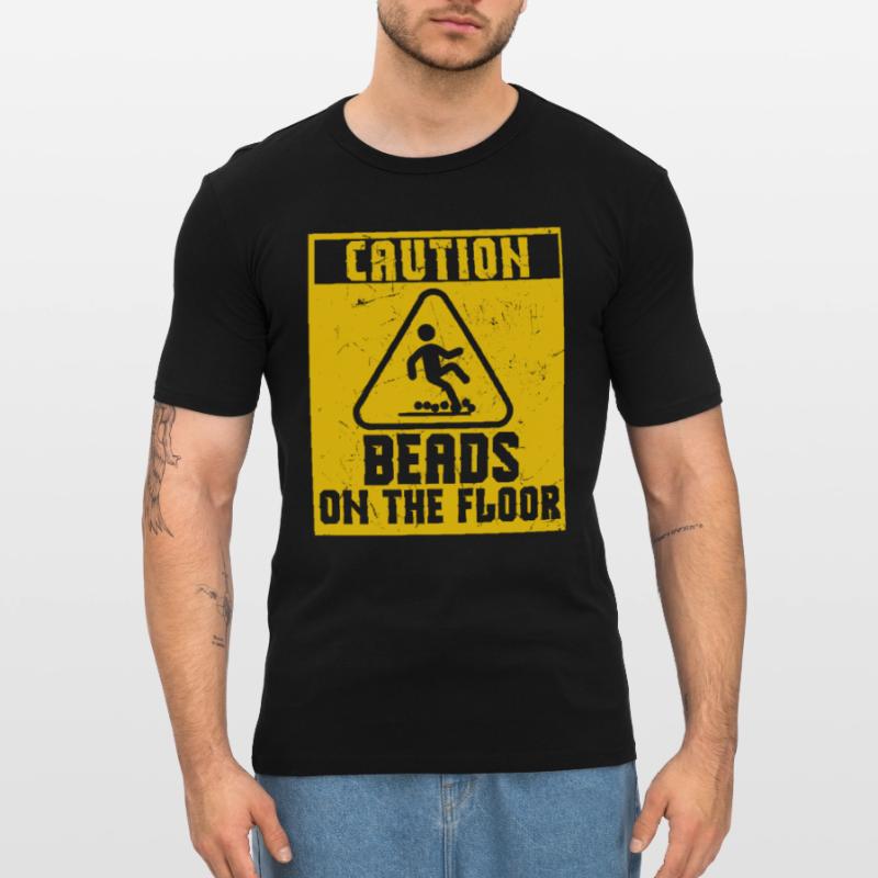 Caution Beads On Floor Men's Slim Fit T-Shirt