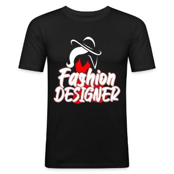Designer Red Hat And Dress - Men's Slim Fit T-Shirt - black - Front - Nik (191cm)