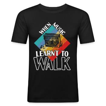 Music Learnt To Walk Walkman - Men's Slim Fit T-Shirt - black - Front - Nik (191cm)