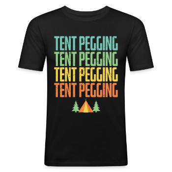 Tent Pegging Tent Forest Vintage Distressed - Men's Slim Fit T-Shirt - black - Front - Nik (191cm)
