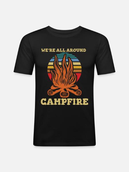 Were All Around Campfire - Men's Slim Fit T-Shirt - black