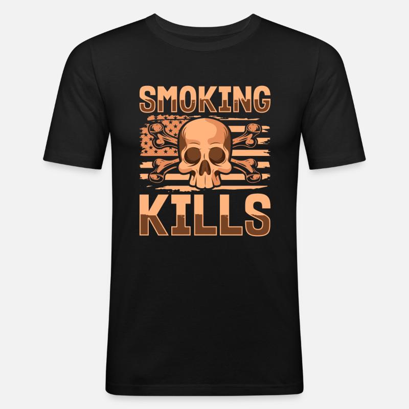 Zigarette Tabak Lunge - Männer Slim Fit T-Shirt - Schwarz