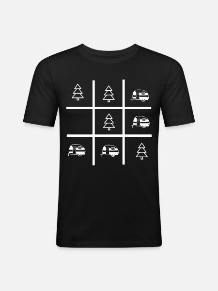 Tic Tac Game - Camping - (2) - Men's Slim Fit T-Shirt - black