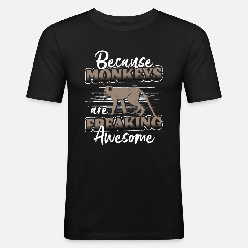 Affe Affig Menschenaffe Albern - Männer Slim Fit T-Shirt - Schwarz