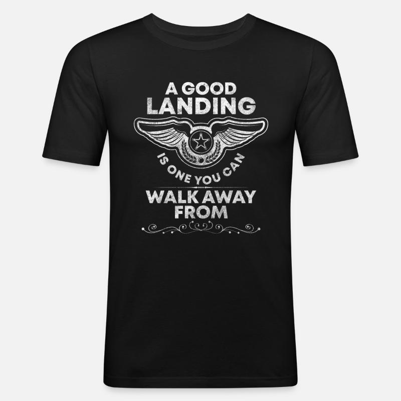 Flugzeug Beruf Luftfahrt Flugplatz - Männer Slim Fit T-Shirt - Schwarz