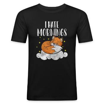 Fuchs Weisheit Jäger - Männer Slim Fit T-Shirt - Schwarz - Vorne - Nik (191cm)