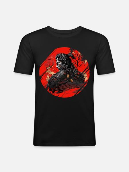 Samurai Japan Kultur - Männer Slim Fit T-Shirt - Schwarz