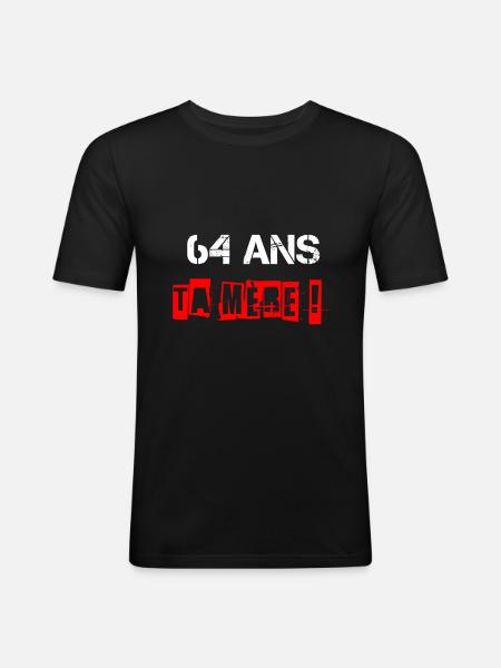 64 ans retraite - T-shirt près du corps Homme - noir