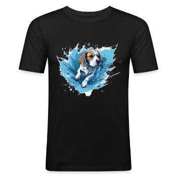 Beagle Dock-Diving into Water - Men's Slim Fit T-Shirt - black - Front - Nik (191cm)