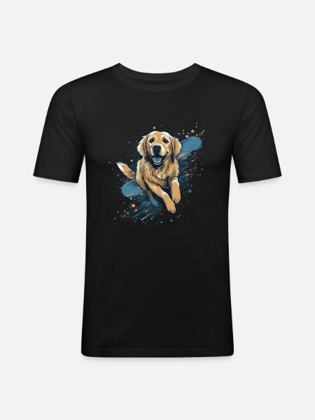 Golden-retriever Dock-Plongée dans l’eau - T-shirt près du corps Homme - noir
