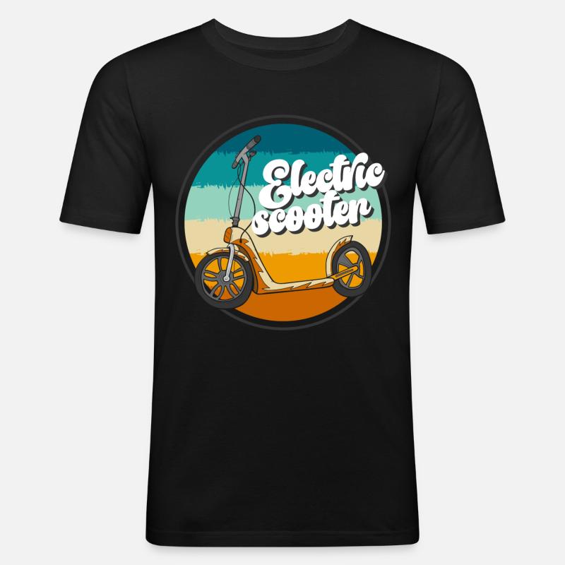 E-Scooter Elektrisch E-Roller - Männer Slim Fit T-Shirt - Schwarz
