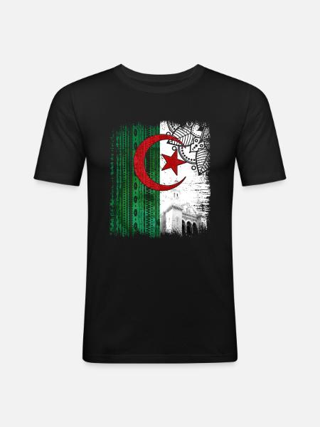 Identity of Algeria - Männer Slim Fit T-Shirt - Schwarz