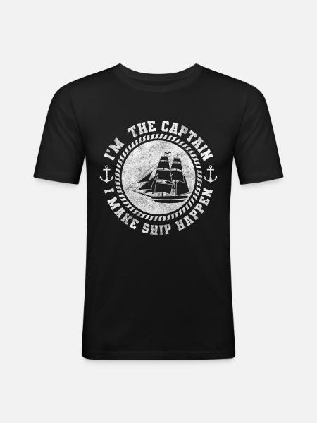 Sailboat Captain Water - Men's Slim Fit T-Shirt - black