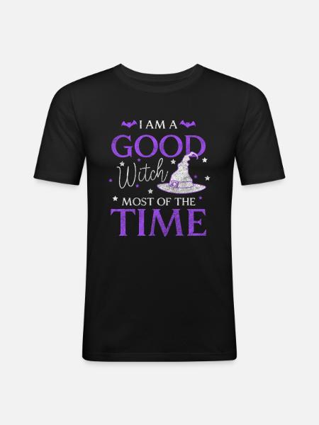 Witch Witch's Broom Halloween Monster - Men's Slim Fit T-Shirt - black