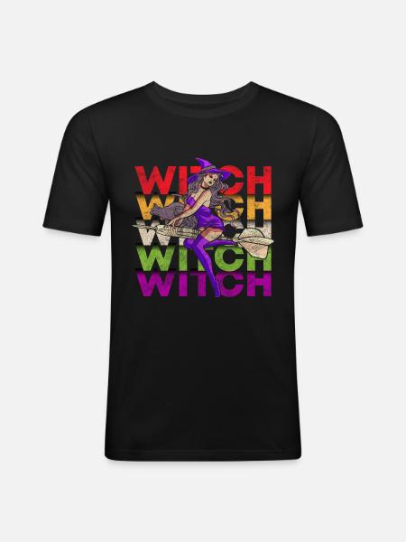 Witches Witches' Broom Halloween - Men's Slim Fit T-Shirt - black