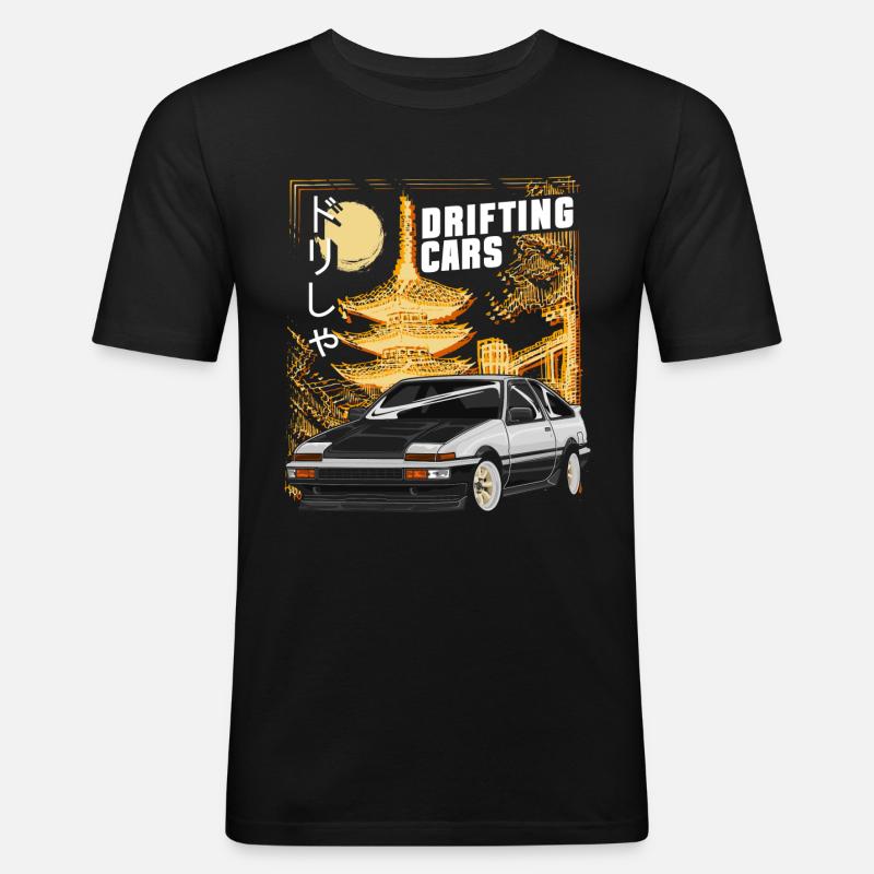 Drifting Car Burnout Engine - Men's Slim Fit T-Shirt - black