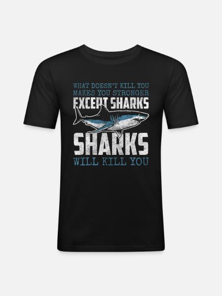 Shark Underwater Angler Teeth - Men's Slim Fit T-Shirt - black