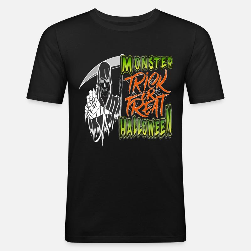 Monster Halloween Süßes oder Saures - Männer Slim Fit T-Shirt - Schwarz