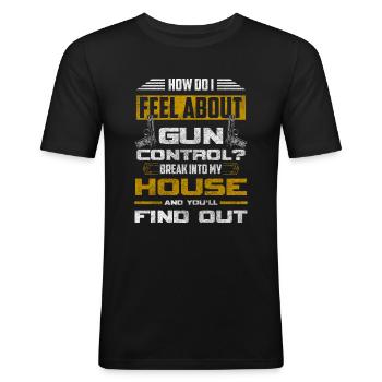 Weapons, violence, shooting, revolvers - Men's Slim Fit T-Shirt - black - Front - Nik (191cm)