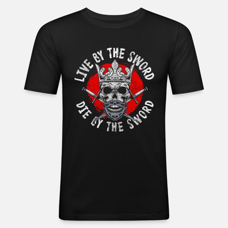 Schwertkämpfer Krieger Samurai Schwerter - Männer Slim Fit T-Shirt - Schwarz