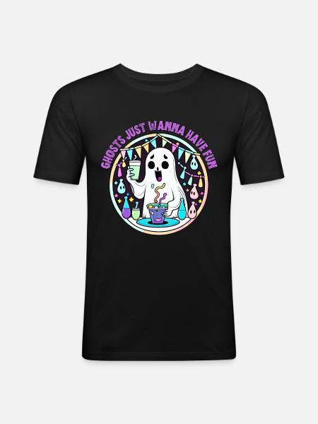 Les fantômes veulent juste s’amuser - T-shirt près du corps Homme - noir