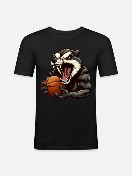 Basketball Badger - Men's Slim Fit T-Shirt - black