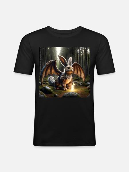 Fire Breathing Bunny Dragon #15 - Men's Slim Fit T-Shirt - black