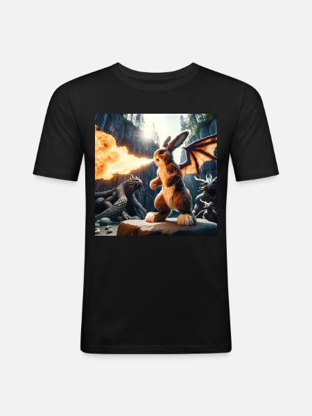 Fire Breathing Bunny Dragon #10 - Men's Slim Fit T-Shirt - black