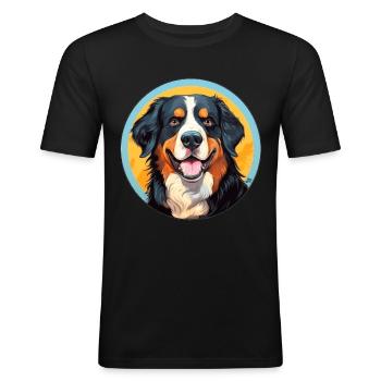 Bouvier bernois Chien tête de chien - T-shirt près du corps Homme - noir - Devant - Nik (191cm)