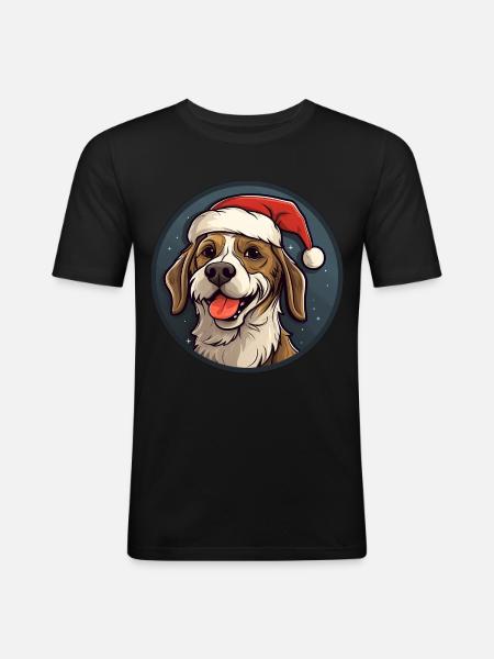 Dog Christmas - Men's Slim Fit T-Shirt - black
