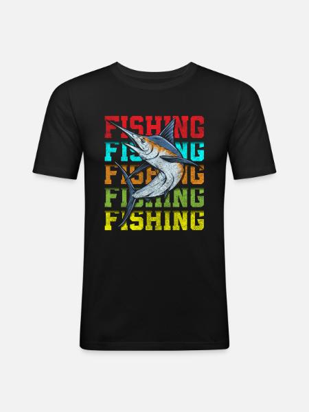 fishing, perch, bait, pike - Men's Slim Fit T-Shirt - black