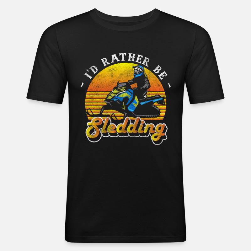 Schlitten Spaß - Männer Slim Fit T-Shirt - Schwarz