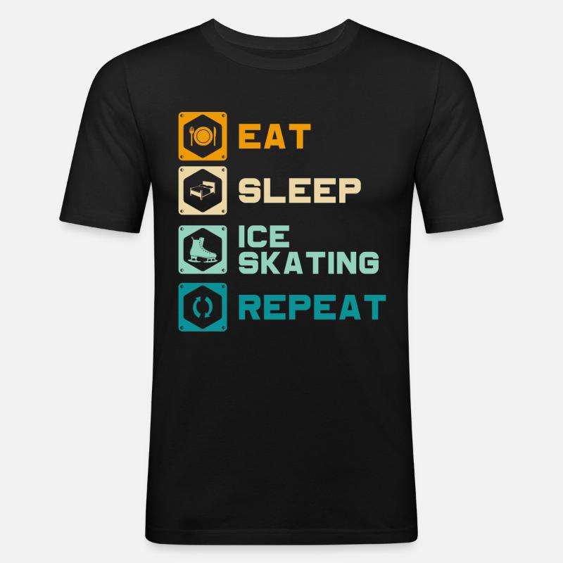 Eisläufer Winter Bahn - Männer Slim Fit T-Shirt - Schwarz