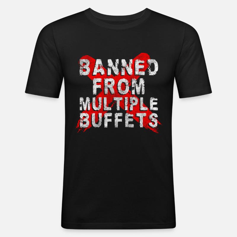 Buffet Hunger Hotel Vielesser - Männer Slim Fit T-Shirt - Schwarz