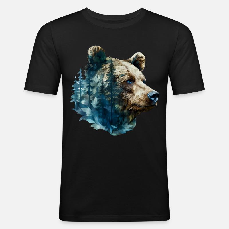 Bär - Männer Slim Fit T-Shirt - Schwarz