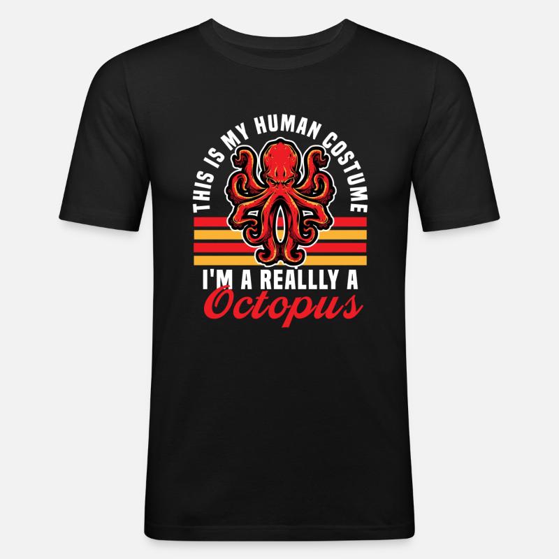 octopus - Männer Slim Fit T-Shirt - Schwarz