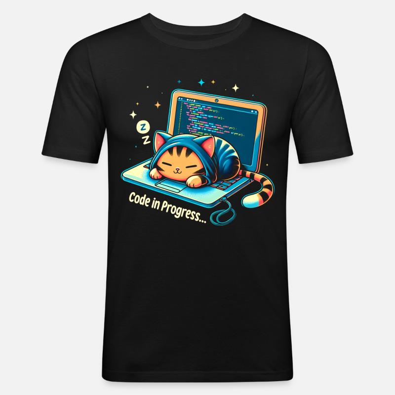 Code in progress.. - Programming Cats - Men's Slim Fit T-Shirt - black