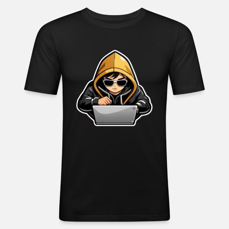 Hacken auf - Männer Slim Fit T-Shirt - Schwarz