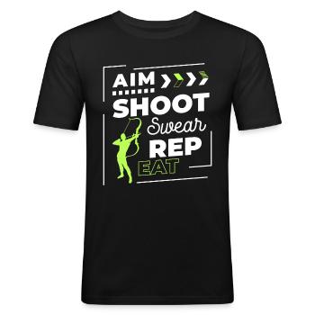 Archer Chasse Tir Sports Cible - T-shirt près du corps Homme - noir - Devant - Nik (191cm)