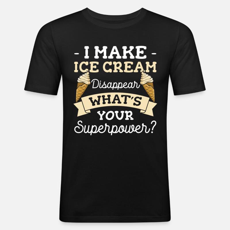 Eiscreme Eiskugel Naschen Speiseeis - Männer Slim Fit T-Shirt - Schwarz