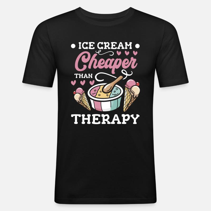 Eiscreme Süß Naschen - Männer Slim Fit T-Shirt - Schwarz