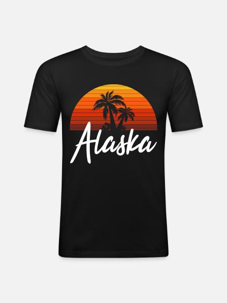 alaska - Männer Slim Fit T-Shirt - Schwarz