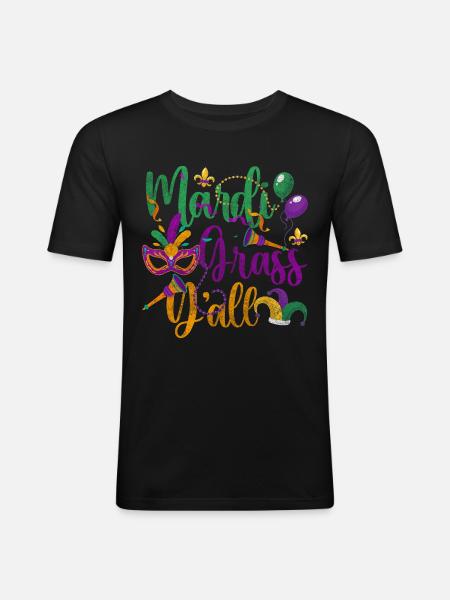 Parade Party Bunt Perlen - Männer Slim Fit T-Shirt - Schwarz