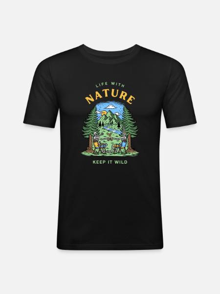 life with nature - Men's Slim Fit T-Shirt - black