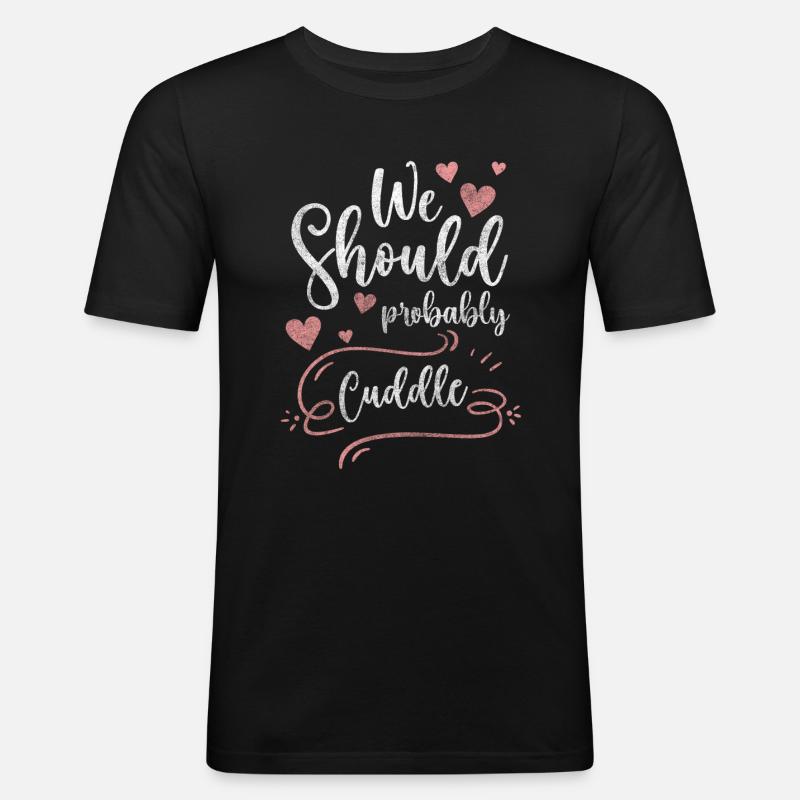 Liebe Nähe Kuschelig Romantisch - Männer Slim Fit T-Shirt - Schwarz