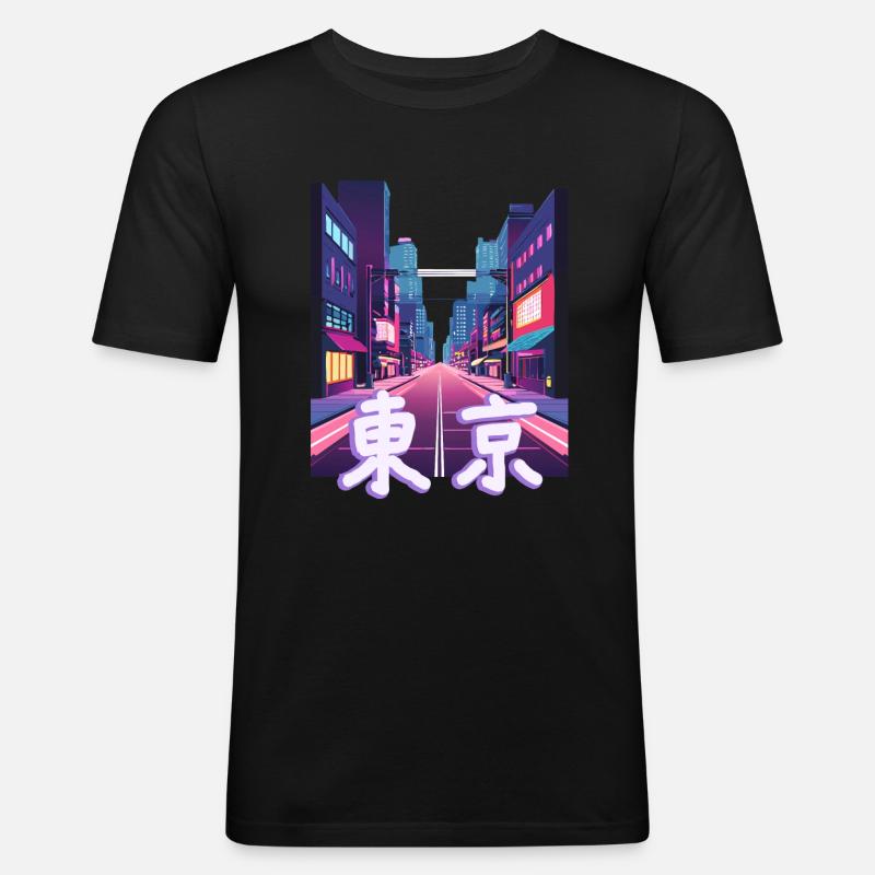 Tokyo Scenic Path - Männer Slim Fit T-Shirt - Schwarz