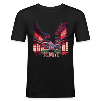 Veilleuses Himeji - T-shirt près du corps Homme - noir - Devant - Nik (191cm)