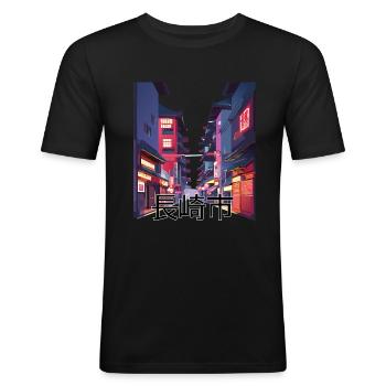 Veilleuses Nagasaki - T-shirt près du corps Homme - noir - Devant - Nik (191cm)