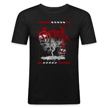 Style Farbe Rot Skull - Männer Slim Fit T-Shirt - Schwarz - Vorne - Nik (191cm)