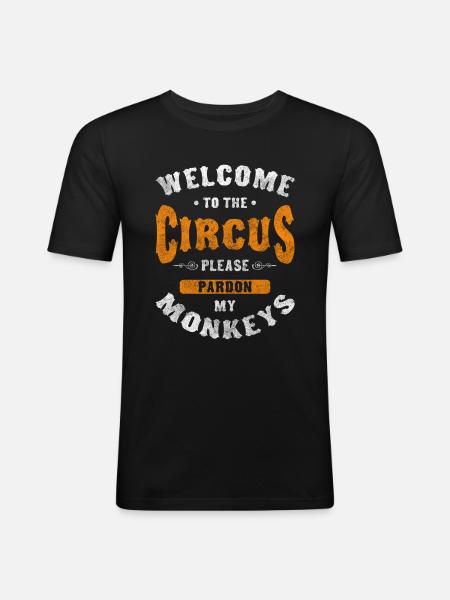 cirkus, tält, kul, show, idioter - Slim Fit T-shirt herr - svart